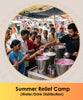 Summer Relief Camp with volunteers distributing drinking water and refreshing beverages to people during hot weather as part of charitable seva ePujabySATVIK India's most trusted website.